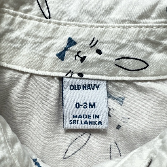 White Bunny Print Shirt and Navy Shorts - Picture 4 of 6